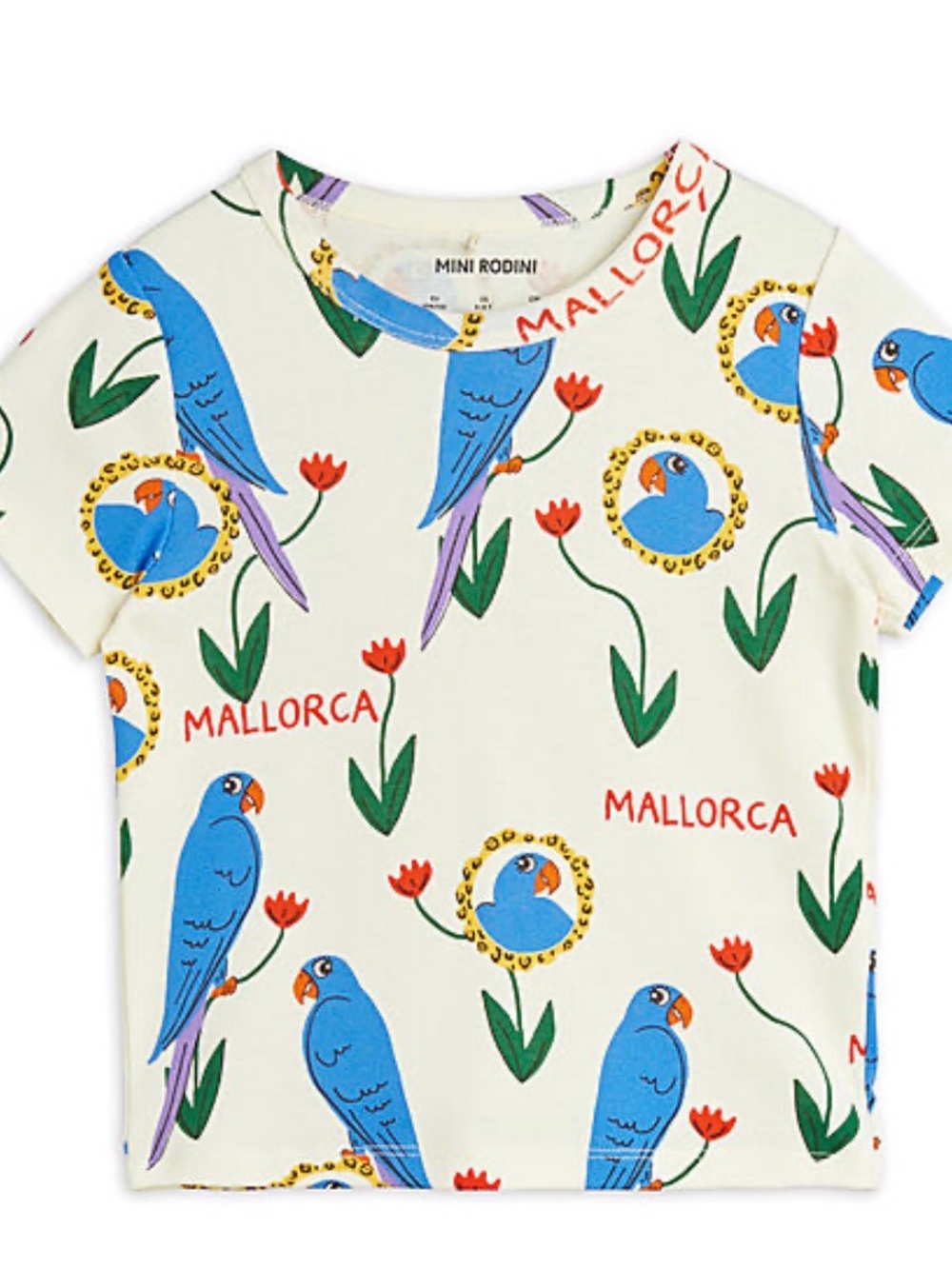 NWT MINI RODINI PARROTS AOP SS TEE